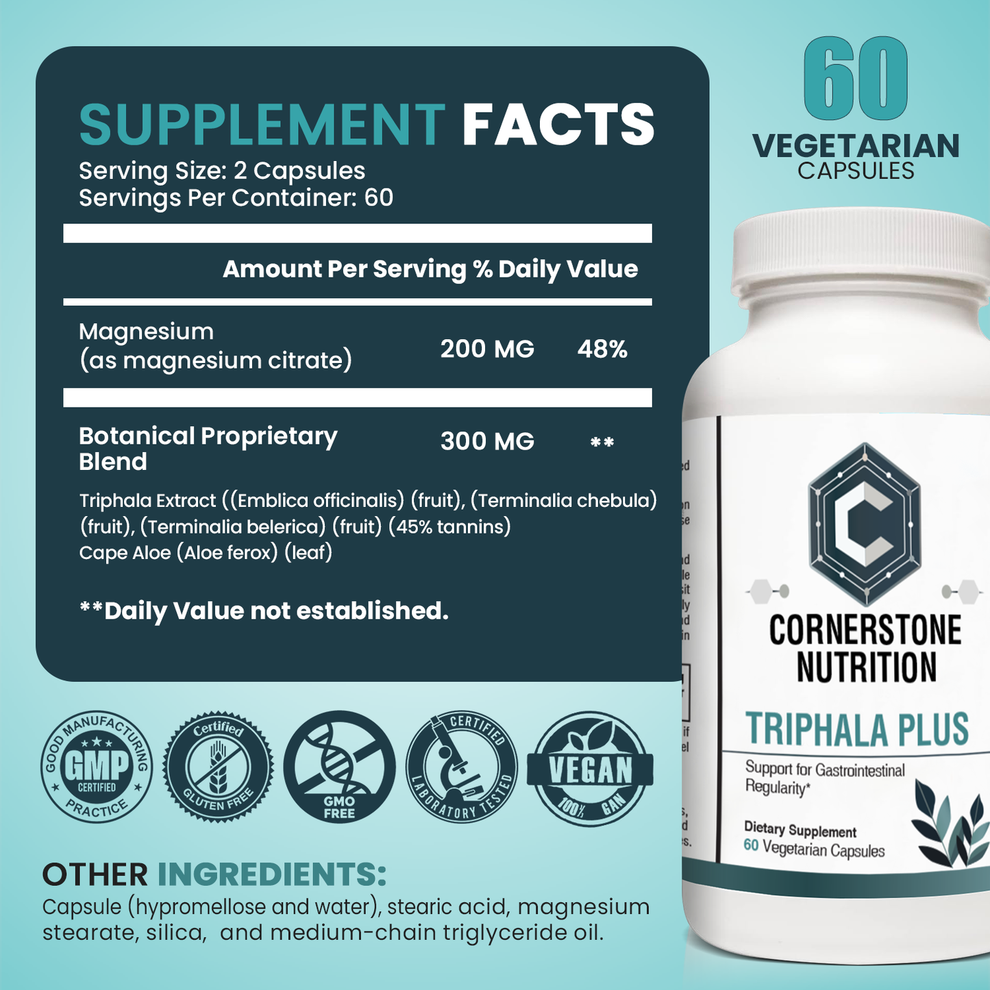 Motility Activator - Triphala Plus Herbal Blend With Cape Aloe - Natural Haritaki Capsules For Gentle Digestion And Colon Support - Daily Cape Aloe Capsules For Regular Bowel Function