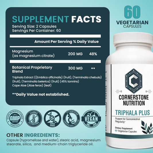 Motility Activator - Triphala Plus Herbal Blend With Cape Aloe - Natural Haritaki Capsules For Gentle Digestion And Colon Support - Daily Cape Aloe Capsules For Regular Bowel Function